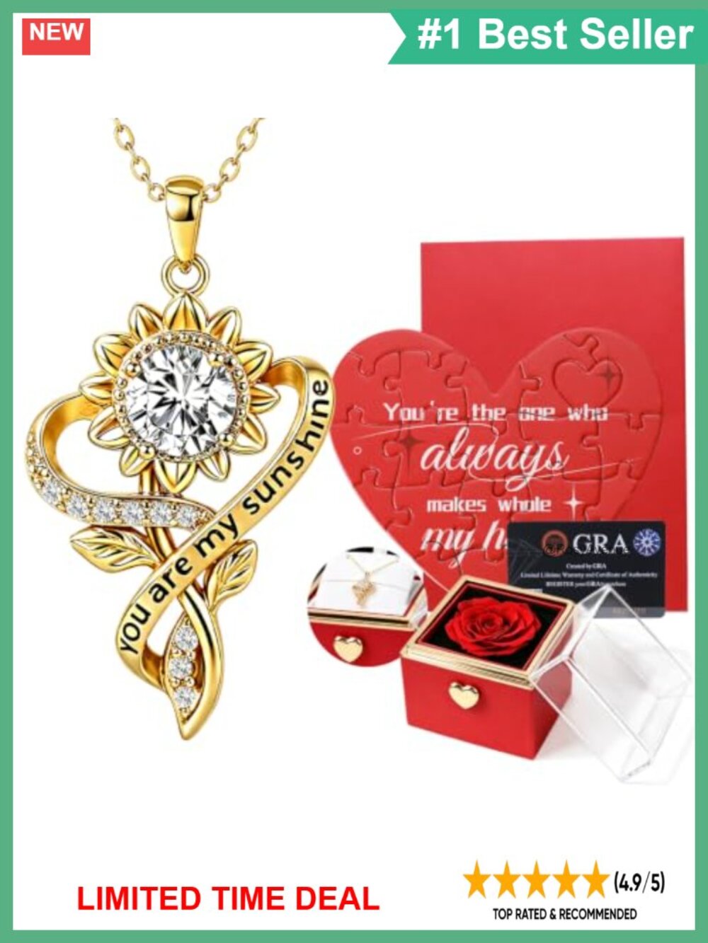 S925 Gold Moissanite Sunflower Pendant Necklace